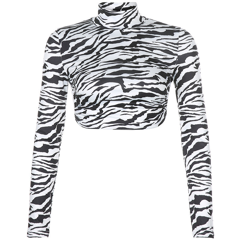 HEYounGIRL Animal Zebra Print Backless Cropped Tshirt Women