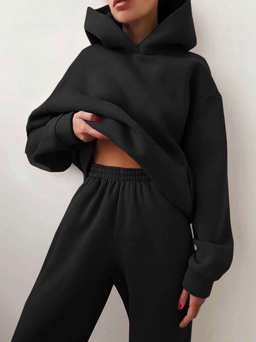 Women's Casual Hooded Sweater Two-piece Suit Hoodie