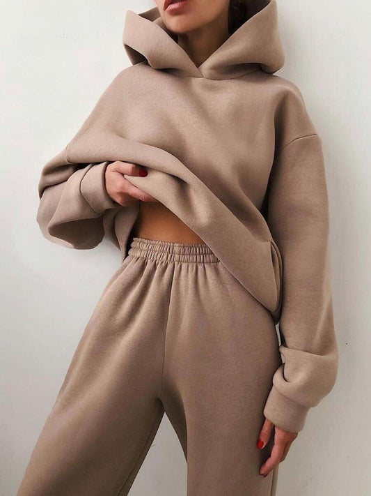 Women's Casual Hooded Sweater Two-piece Suit Hoodie