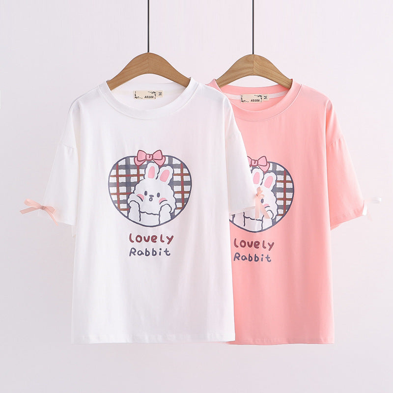 Sweet Short Sleeve Loose T-Shirt Japanese Female Cartoon T-Shirt