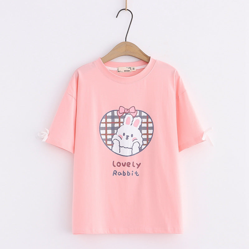 Sweet Short Sleeve Loose T-Shirt Japanese Female Cartoon T-Shirt