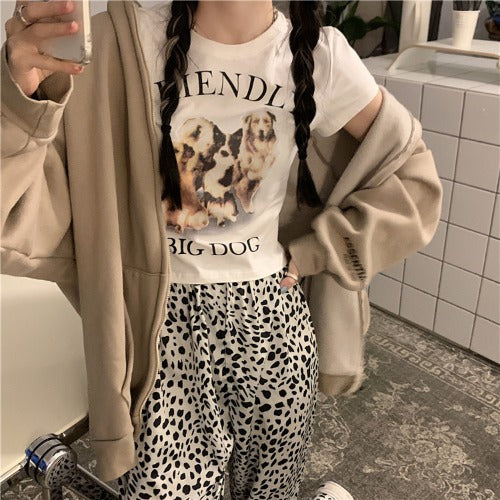 Cartoon Print Short Short-sleeved T-shirt