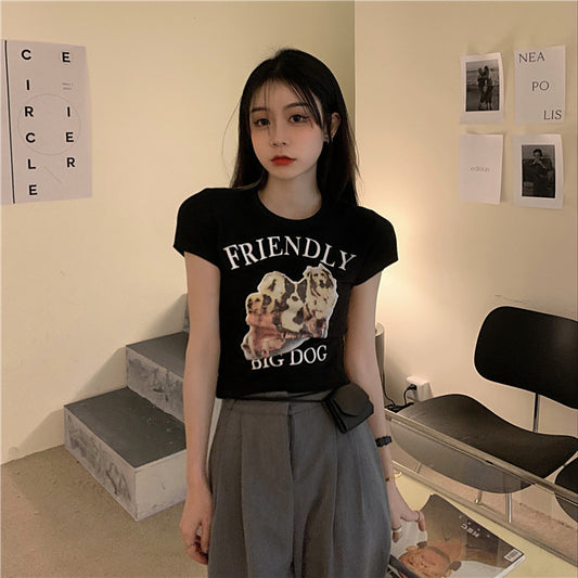 Cartoon Print Short Short-sleeved T-shirt