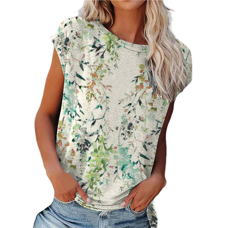 Four-color Printed Short-sleeved T-shirt