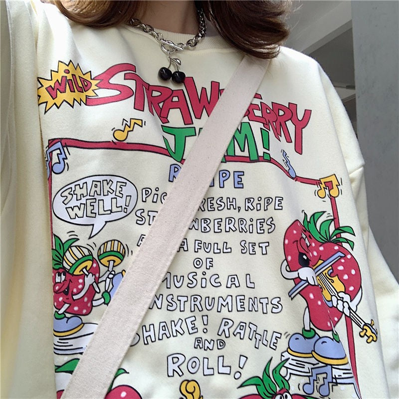 Retro Clothes Tops Street Sweatshirts Cute Pullovers