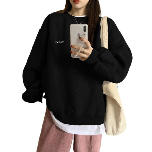 New Splicing Pullover Fashion Korean Thick And Thin Womens Sweatshirt