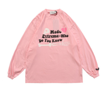 Autumn And Winter Street Long-sleeved Foam Printed Skull Fun Letters