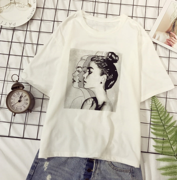 cotton spring loose T female short-sleeved thin coat Korean version of the tide student head