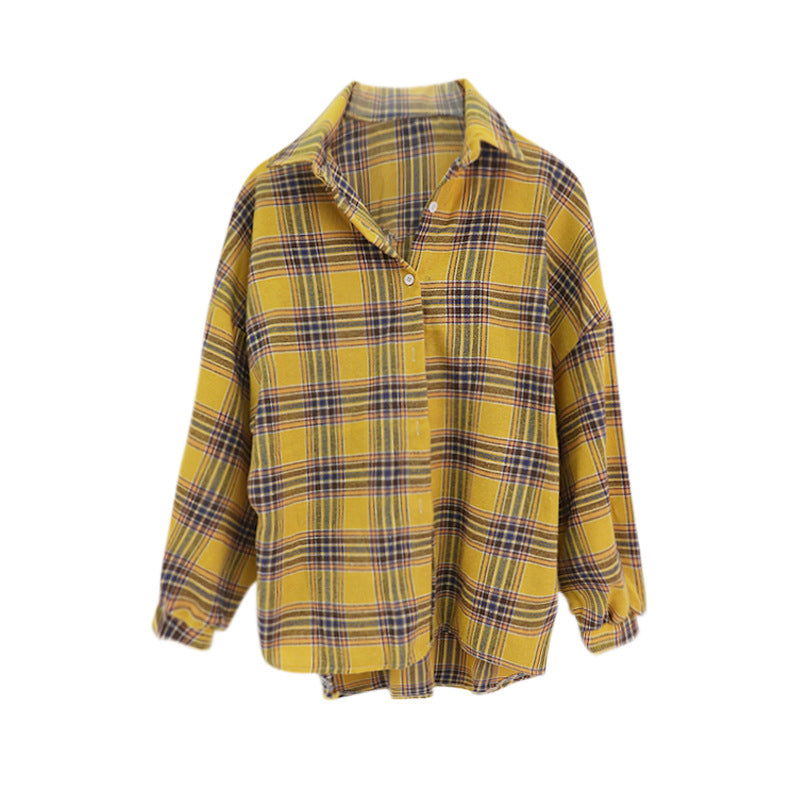 Plaid jacket women long sleeve shirt