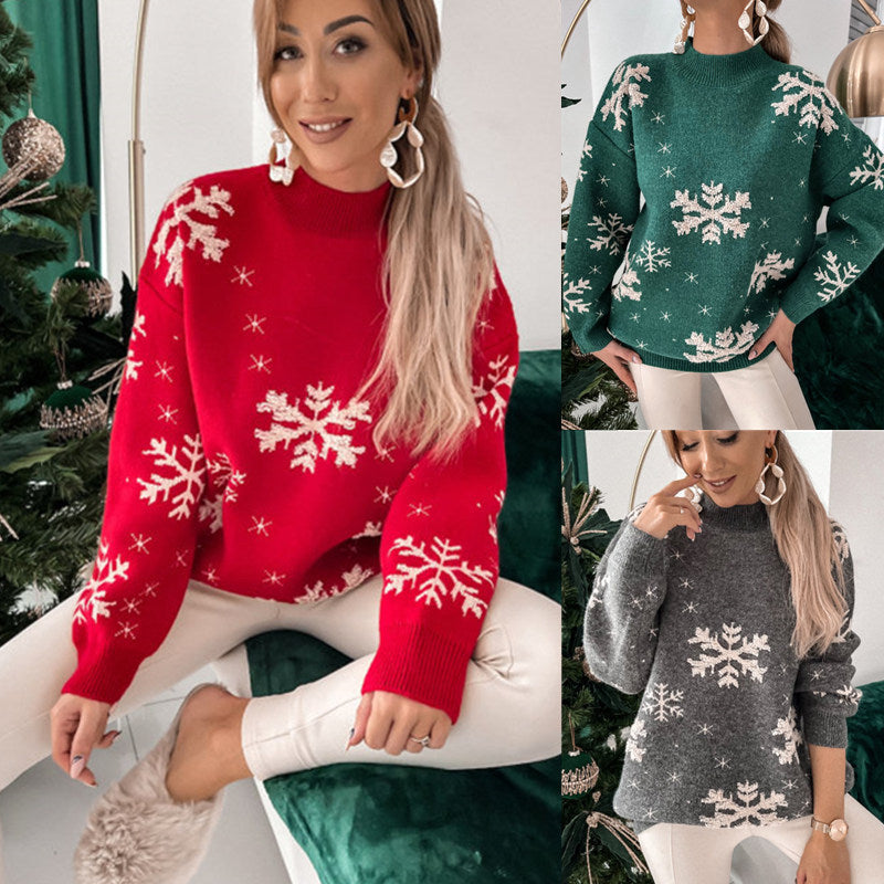 Fall Winter Women's Christmas Sweater Knitted Fluffy Loose