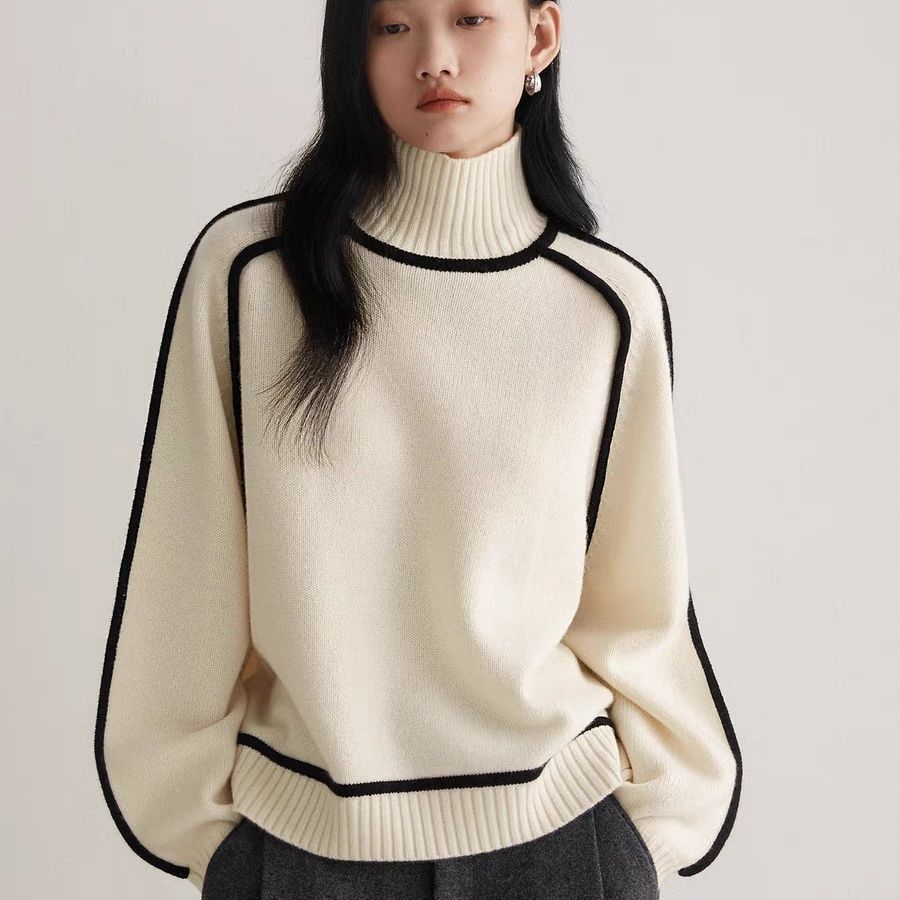 Autumn And Winter Half Turtleneck Three-dimensional Sweater
