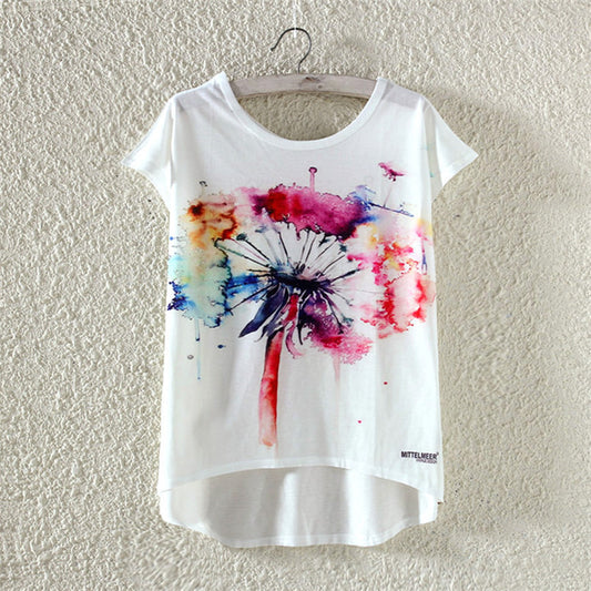 Casual Loose Women's Printed Short-sleeved T-shirt