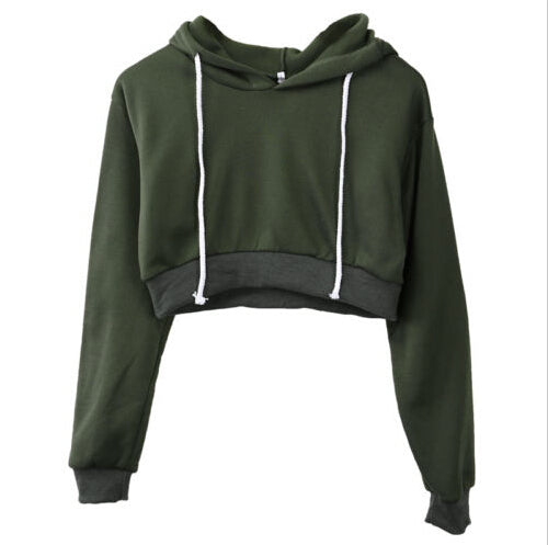 Solid color long sleeve ladies hoodie