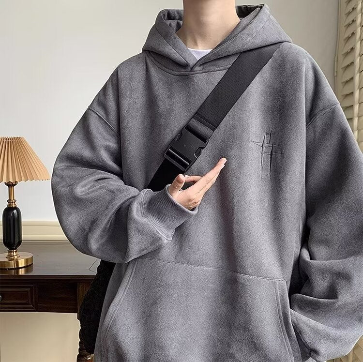 Men's Loose Fleece Hooded Jacket