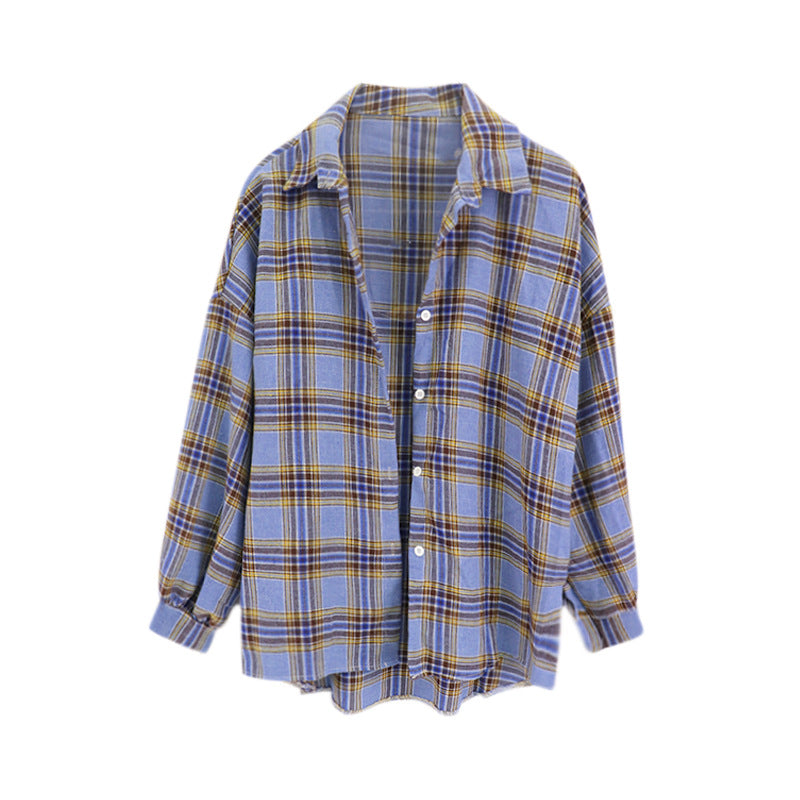 Plaid jacket women long sleeve shirt