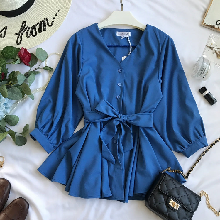 Lantern Sleeve Shirt Blouse Female