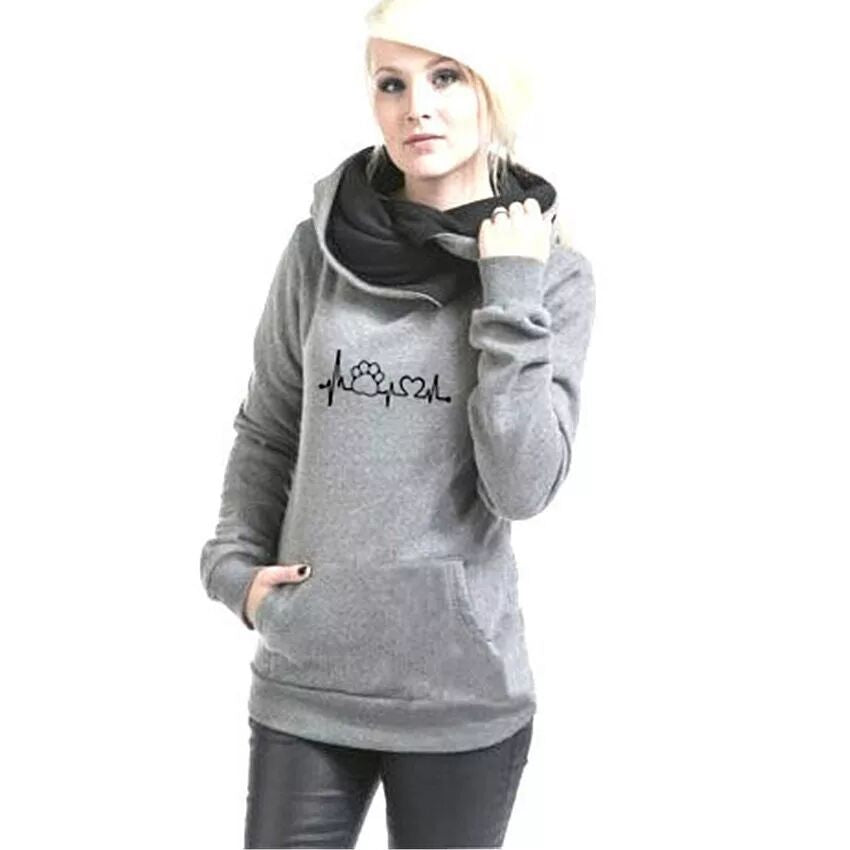 European and American Lapel Embroidered Hooded Sweater