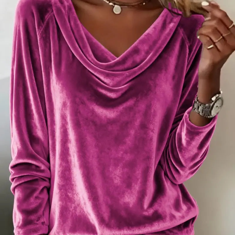 Elegant Velvet Long Sleeve Shirts For Women Fall Spring