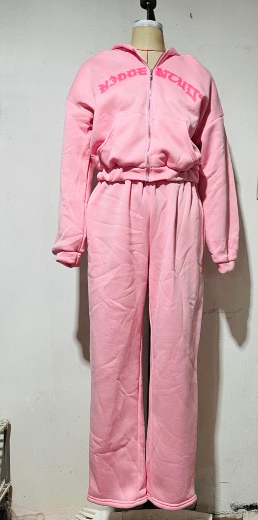 Ins Letter Sports Suit Zip-up Hooded Cropped Sweatshirt