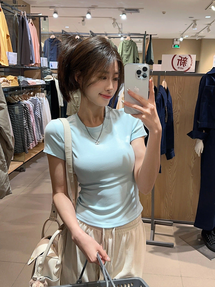 Short-sleeved Bottoming Shirt Inner Wear T-shirt Women's Short Tight Top
