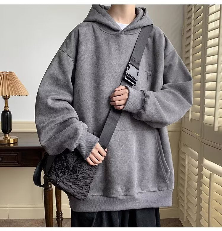 Men's Loose Fleece Hooded Jacket