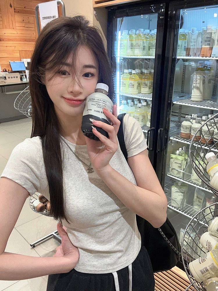 Short-sleeved Bottoming Shirt Inner Wear T-shirt Women's Short Tight Top