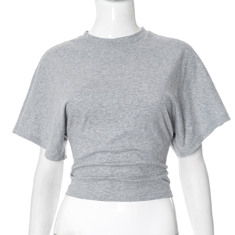 Summer Batwing Sleeve T-shirt Ins Fashion Round Neck