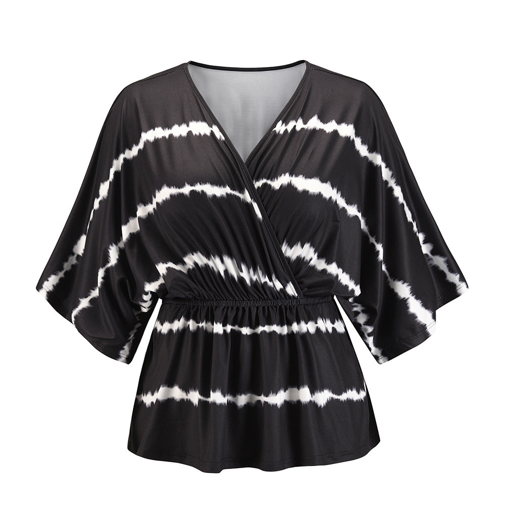 Fashion Tie Dye Black Blouse