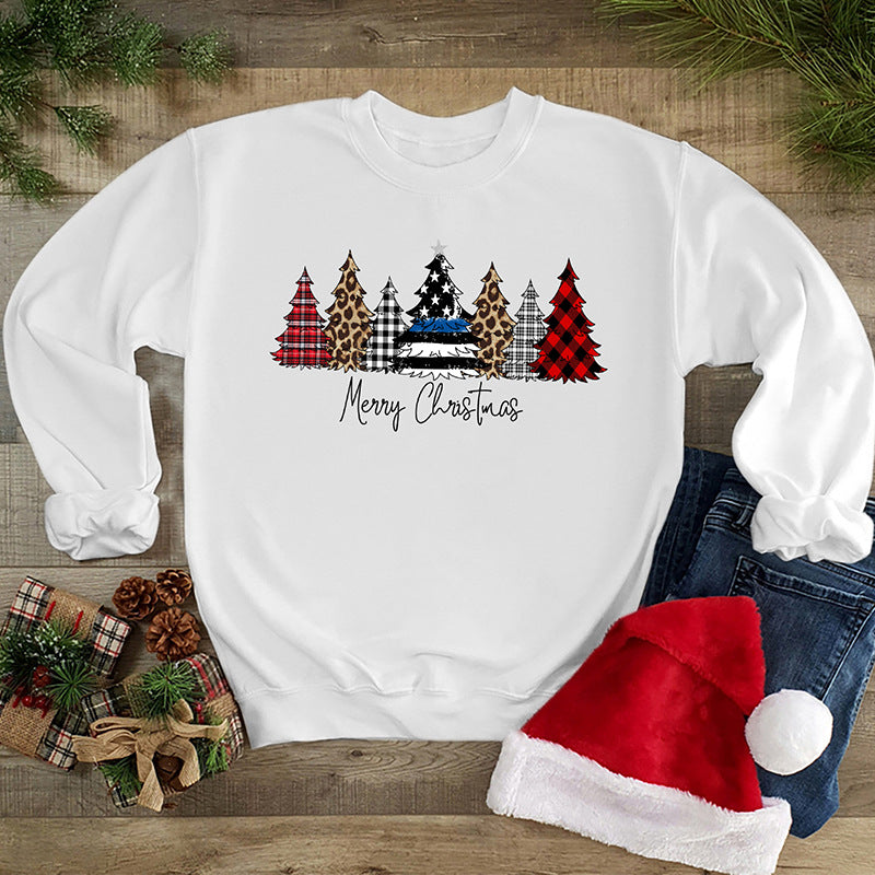 Round Neck Loose Long Sleeve Christmas Series Printing