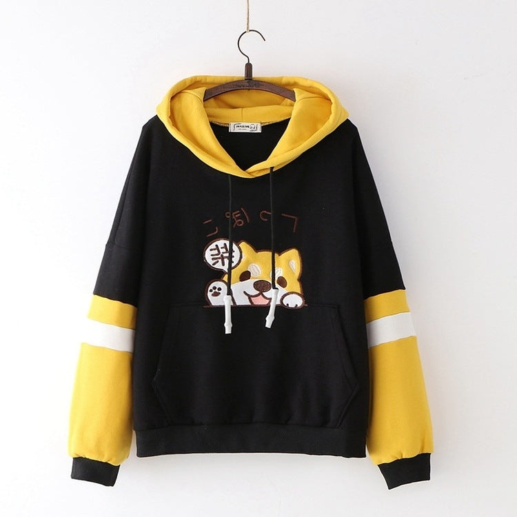 Puppy print long sleeve hoodie