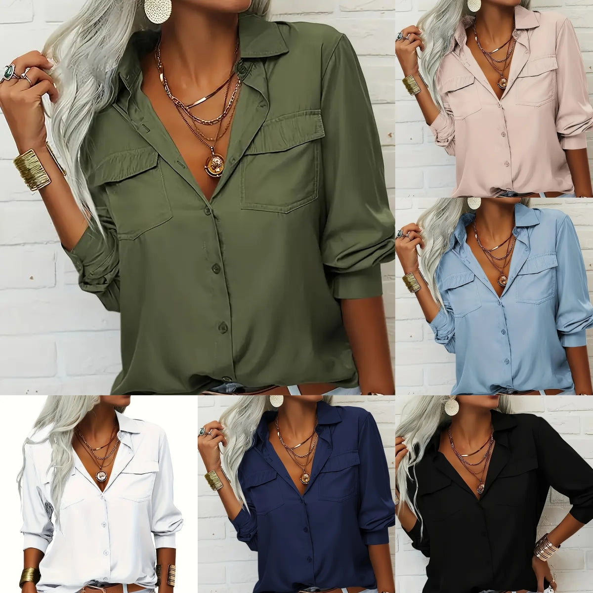 Women's Elegant Solid Chiffon Blouse Spring Summer Tops