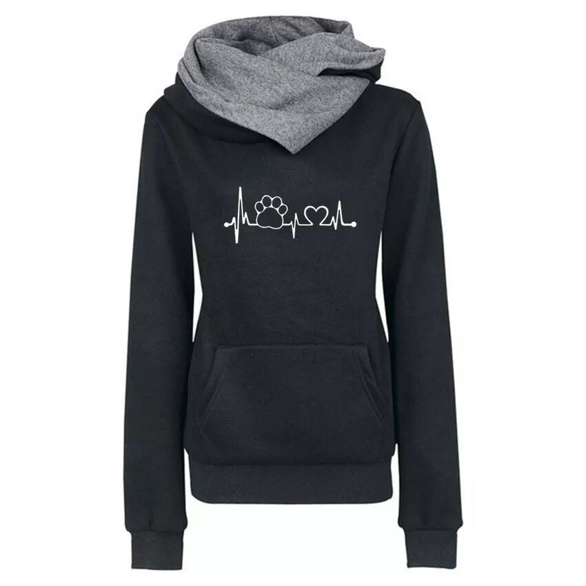 European and American Lapel Embroidered Hooded Sweater