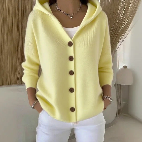 Ins Button Hooded Sweater Fashion Autumn And Winter Knitted