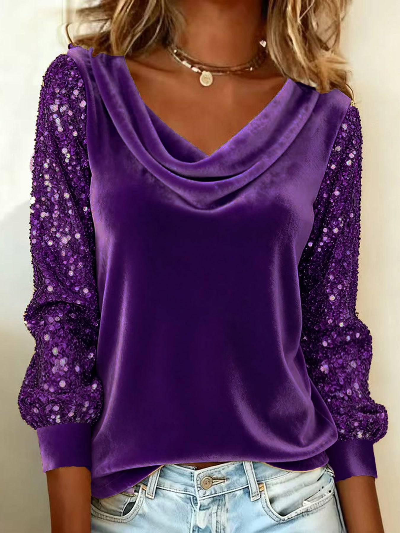 Elegant Velvet Long Sleeve Shirts For Women Autumn Winter