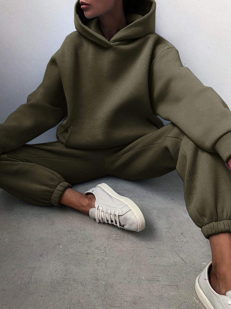 Women's Casual Hooded Sweater Two-piece Suit Hoodie