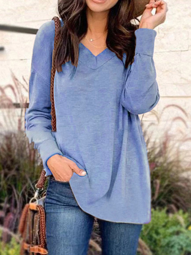 V-neck loose blouse