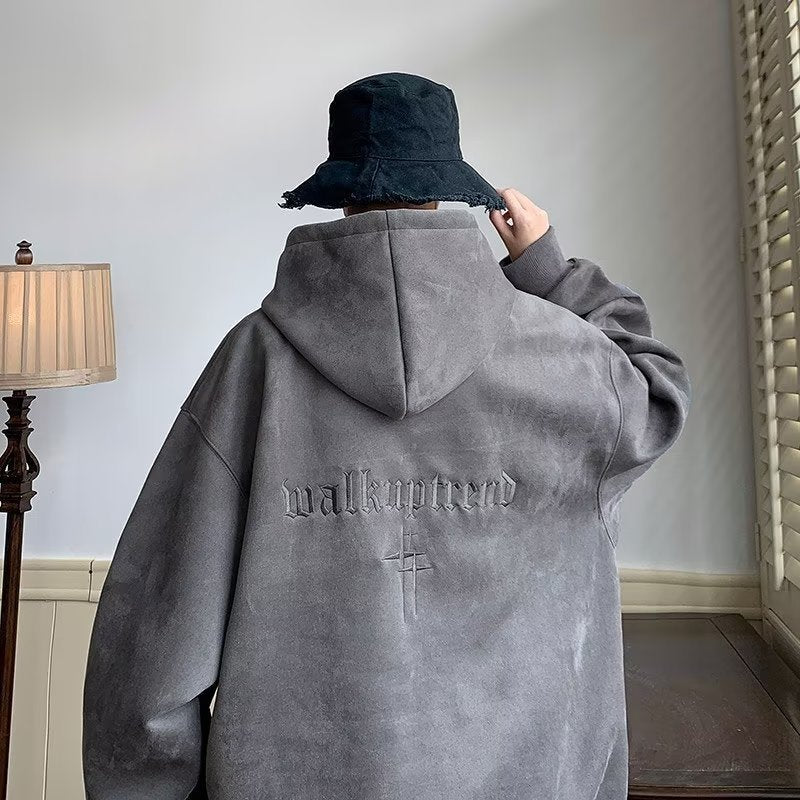 Men's Loose Fleece Hooded Jacket