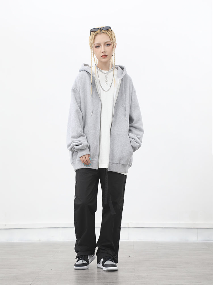 Solid color plus velvet oversize cardigan zipper coat