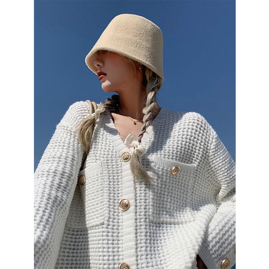 Retro Knitted Cardigan Jacket Women Lazy Temperament Loose