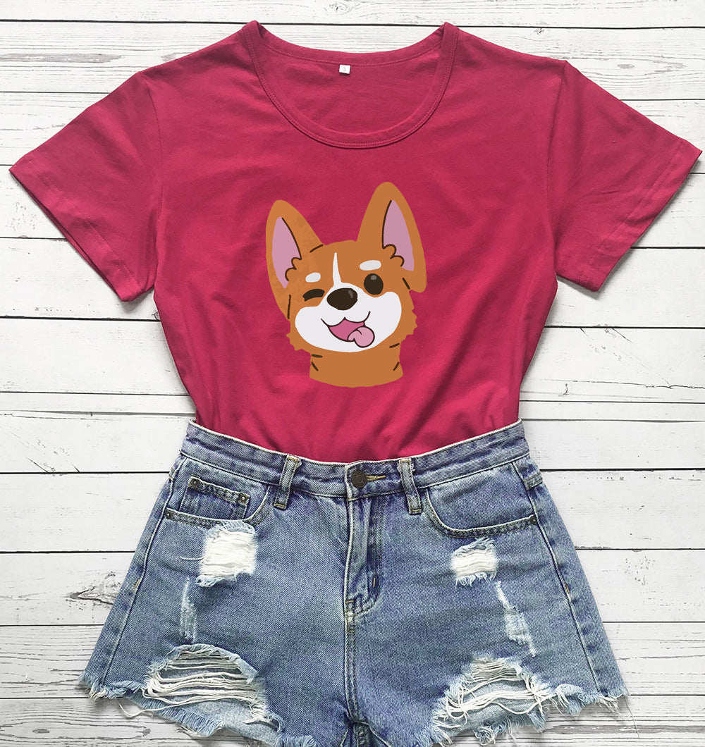 Animal Dog Print Short-sleeved T-shirt