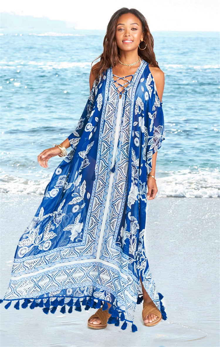 Fringed Resort Maxi Bikini Blouse