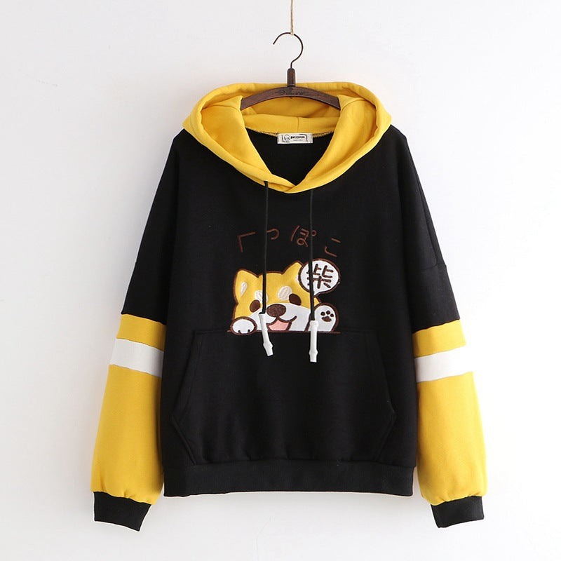 Ladies cartoon hooded pullover warm sweater