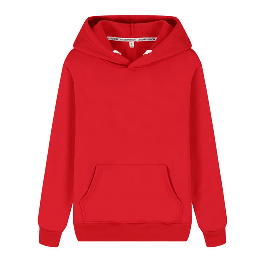 Non-Fleece Solid Color Hooded Pullover Sweater