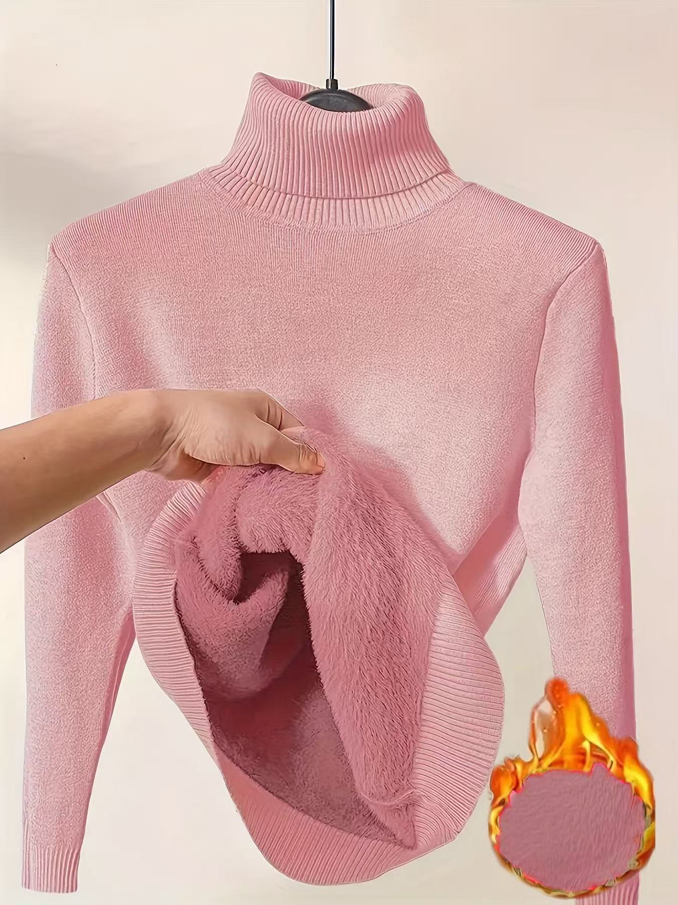 Fleece Turtle Neck Sweater Winter Warm Elegant Thick Knitted