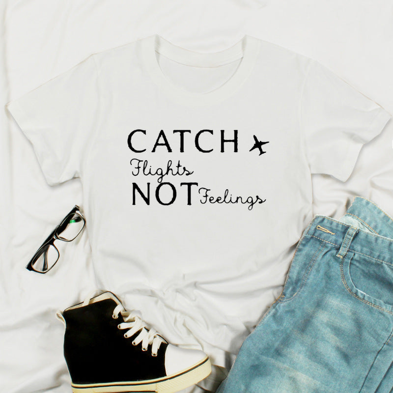 Letter Print Casual Short-sleeved T-shirt