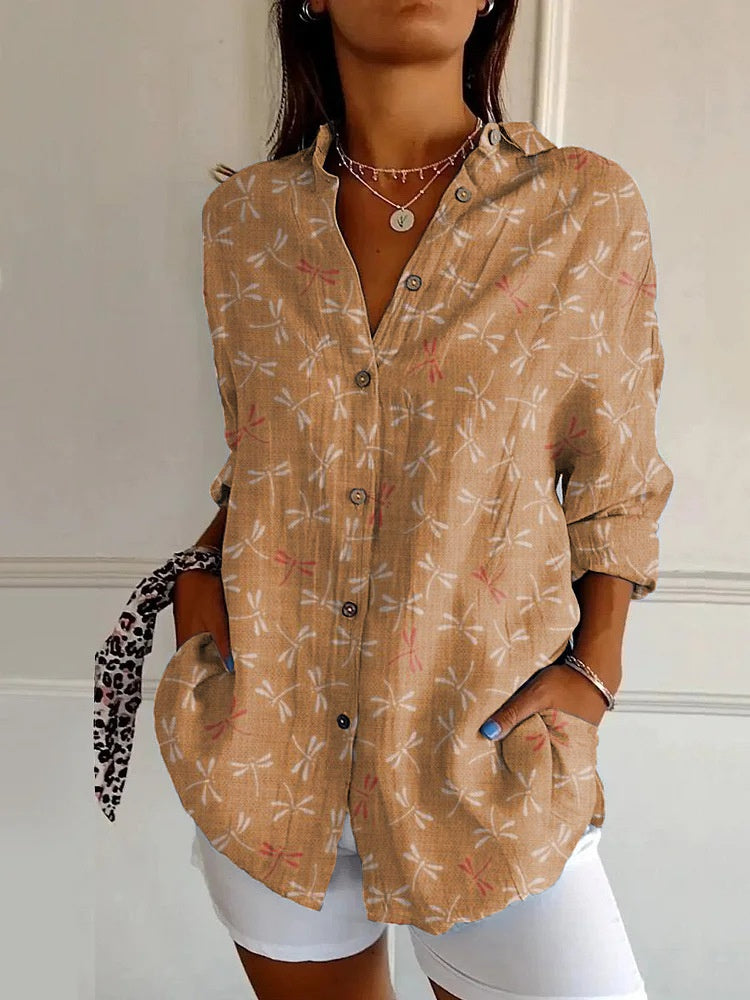 Floral Print Long-sleeved Shirt Women's Casual Button