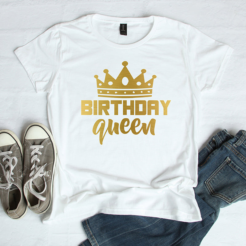 Women Queen Letter Print Short Sleeve T Shirt Cotton