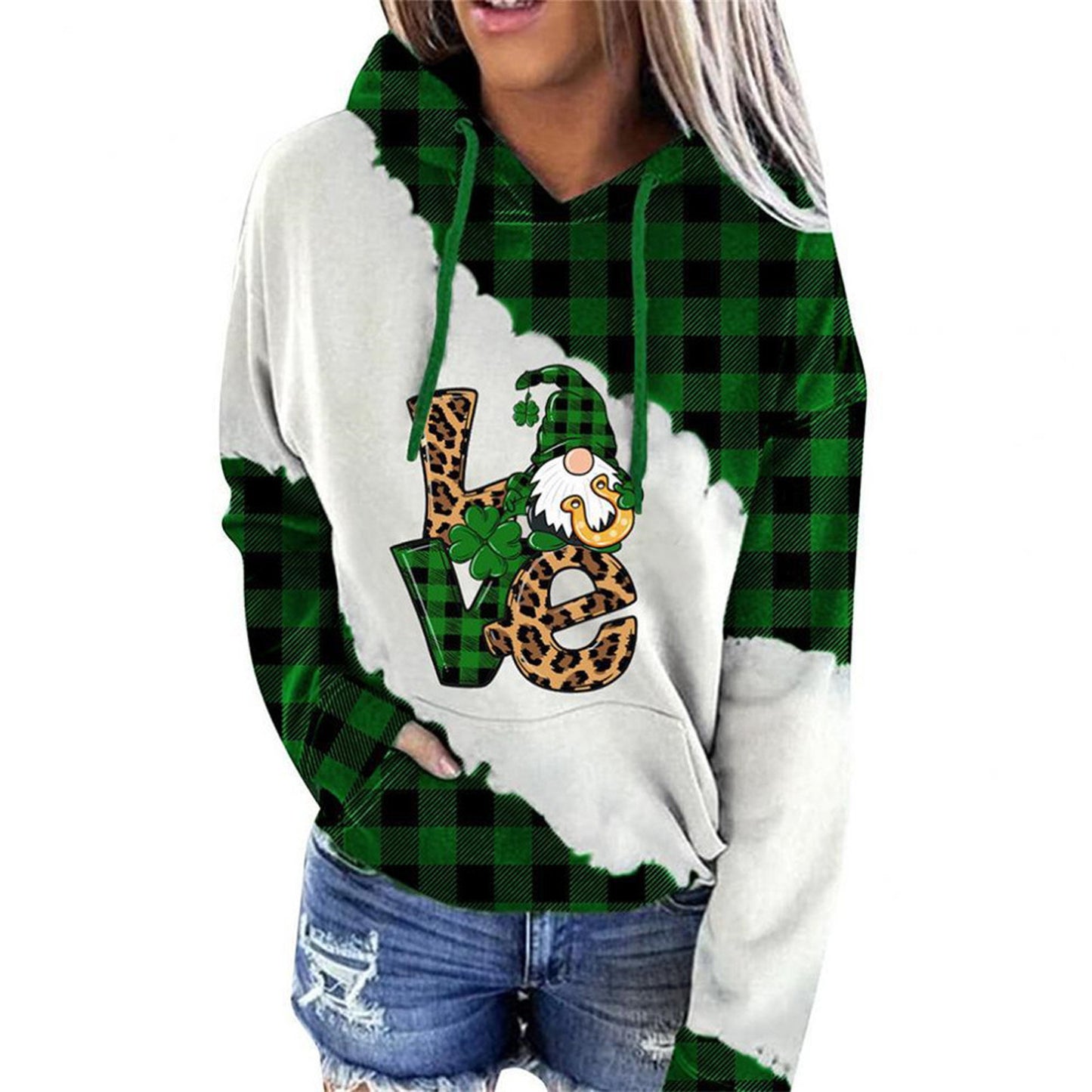 Women Sweatshirts Lucky Grass Print Streetwear