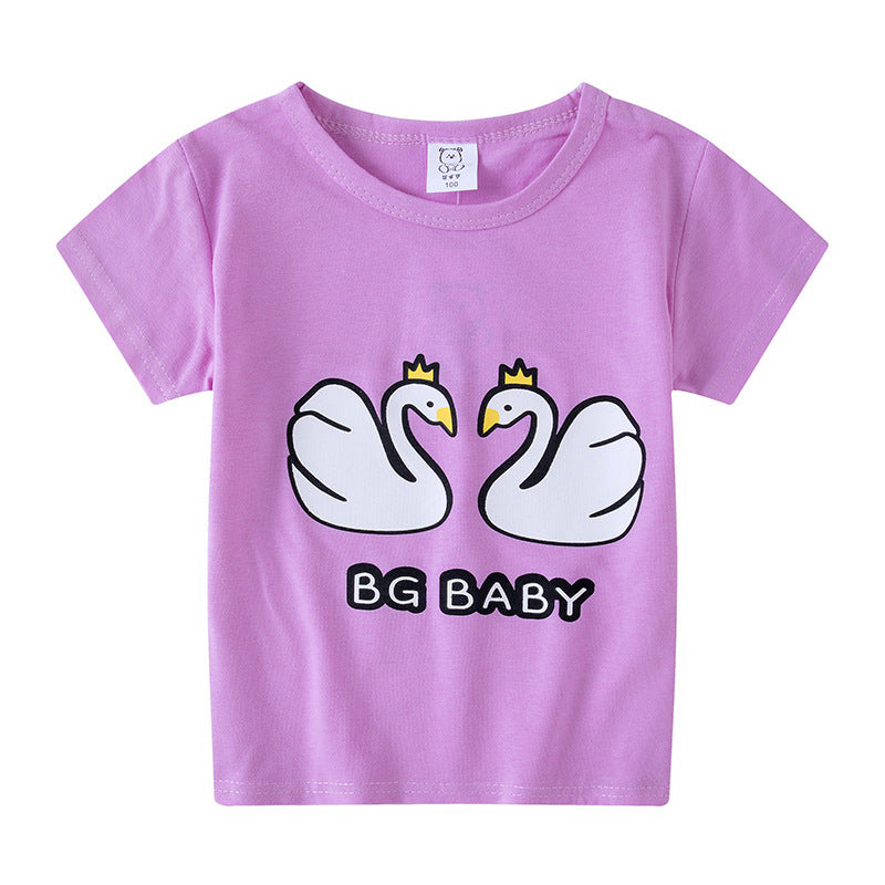 Children's Short Sleeve Boys And Girls T-shirt Cartoon Half Sleeve Top