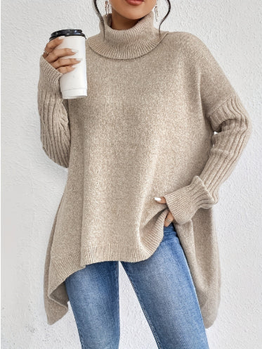 Irregular Turtleneck Sweater Winter Loose Long Sleeve